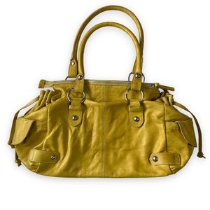 Marzia Leather Shoulder Bag Yellow Made in Italy Some Stains